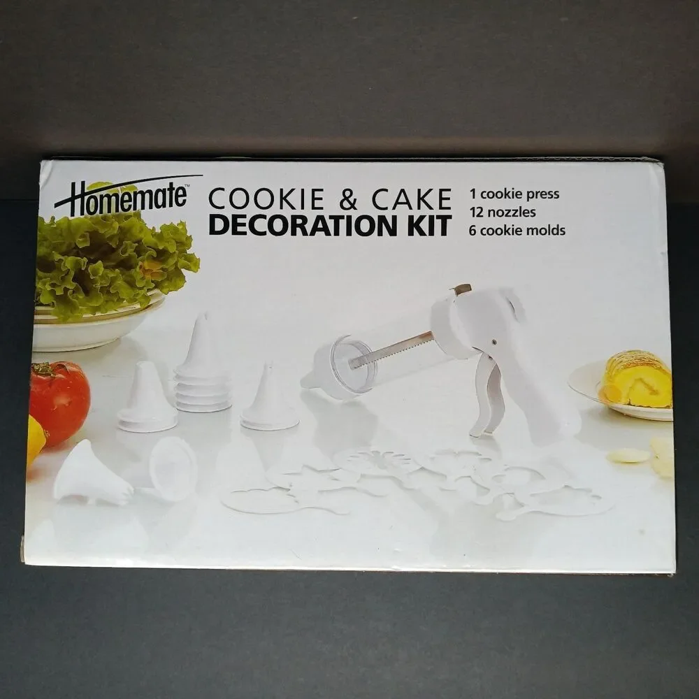 Homemate Cookie & Cake Decoration Kit 19 Piece Set with Press 12 Nozzles 6 Molds